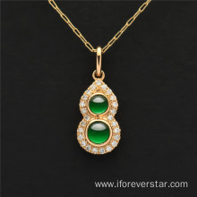 Diamond-encrusted Jade Jadeite Gourd Clavicle Chain Pendant